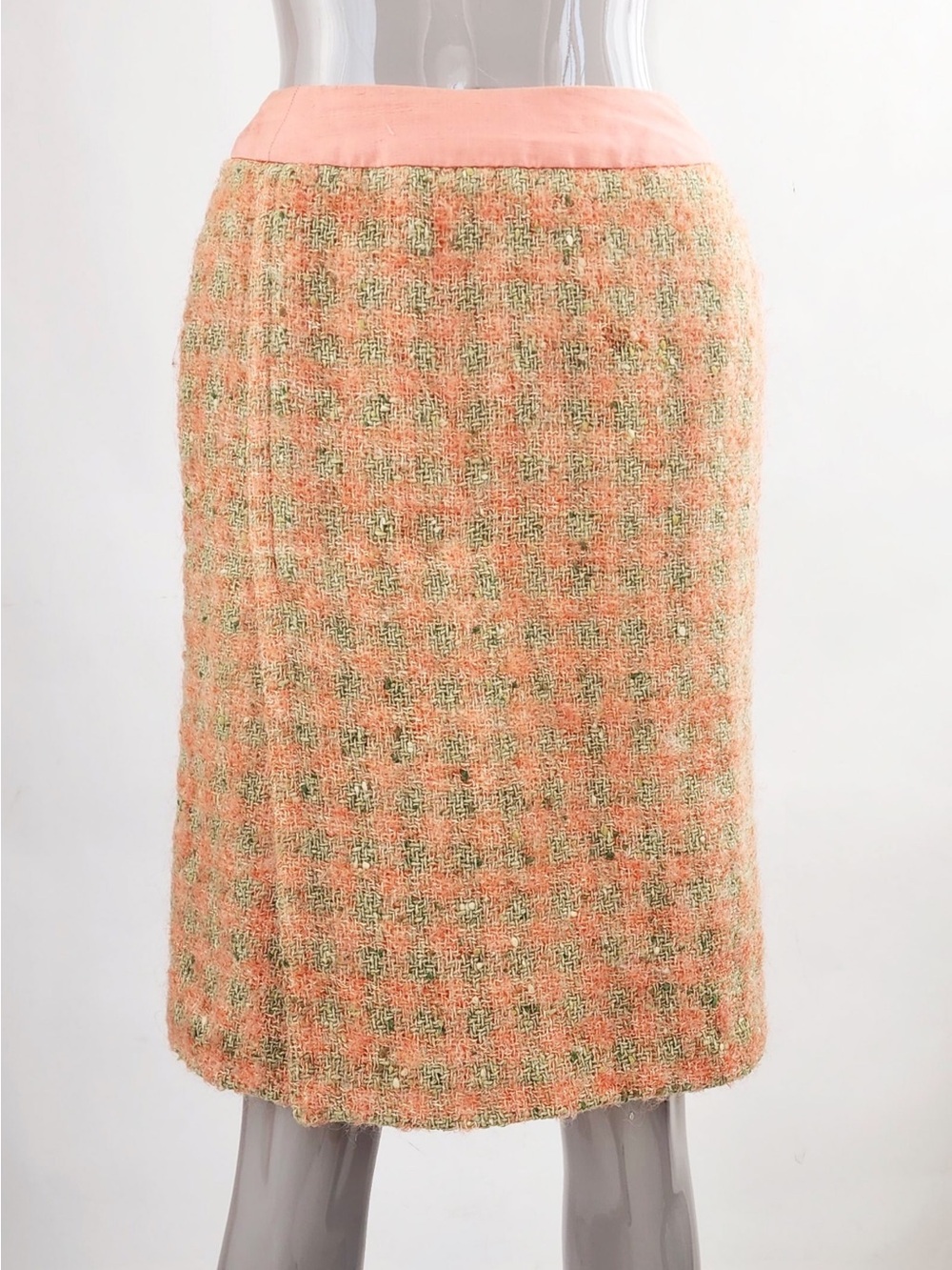 B. Altman & Co Salmon & Green Tweed Suit, blazer skirt ca. 1966 - Picture 3 of 14